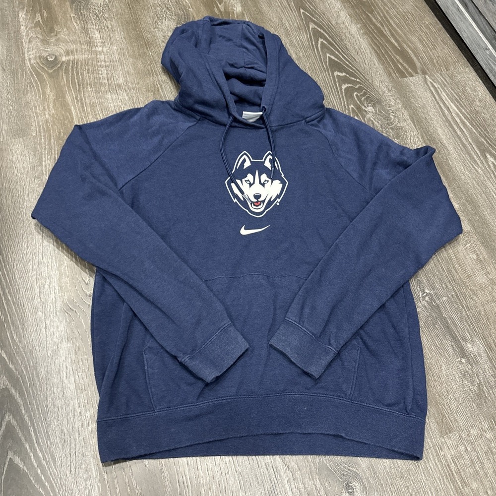 UConn Huskies Nike Hoodie Mens XS Blue Dri-Fit Lightweight Long Sleeve 20.5x23